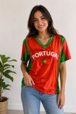Red With Contrast Green Portugal Printed Football T-Shirt