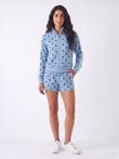 Blue Polka Dot 2 Stripe Zipped Sweatshirt With Short Set