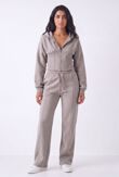 Dove Grey Ribbed Corset Fit Hoodie With Straight Leg Trouser