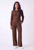 Long Sleeve Ruched Side Top With Single Seam Trouser