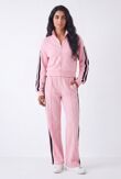 Pink Interlock 2 Stripe Sweatshirt With Wide Leg Trouser