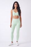 Mint Striped Band Gym Crop Top And Legging Set