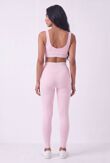 Pink Striped Band Gym Crop Top And Legging Set