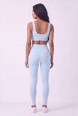 Blue Striped Band Gym Crop Top And Legging Set