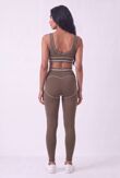 Chocolate Striped Band Gym Crop Top And Legging Set