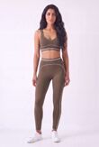 Chocolate Striped Band Gym Crop Top And Legging Set
