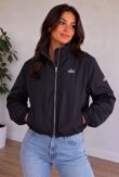 Chocolate Balloon Sleeve Printed Lined Zip Windbreaker Jacket