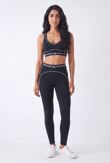 Black Striped Printed Band Gym Crop Top And Legging Set