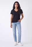 Black Basic V Neck Tee