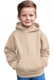 Beige Kids Casual Fleece Pullover Plain Hoodie