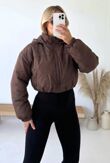 Beige Cropped Utility Bomber Jacket