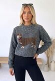 Ribbed Collar Sausage Dog Knit Jumper