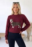 Ribbed Collar Sausage Dog Knit Jumper