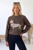 Ribbed Collar Sausage Dog Knit Jumper