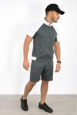 Slate Grey With Contrast White  Athletic Short Sleeve Tracksuit