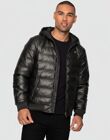 Black Pu Bubble Jacket With Detachable Hood