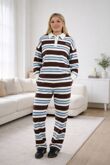 Brown Striped Rugby Collar SOHO Printed Sweatshirt With Trouser