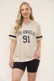 Oatmeal Contrast Short Sleeve LA Varsity T-Shirt