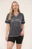Charcoal Contrast Short Sleeve LA Varsity T-Shirt