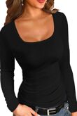 Long Sleeve Square Neck Stretchable Top
