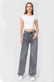 Dark Grey Light Wash Super Stretch Straight Leg Jeans