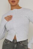 Bleach Grey Ribbed Molly Button Through Top