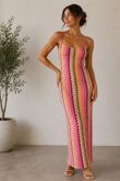 Sleeveless Spaghetti Strap Zig Zag Print Maxi Dress