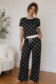 Contrast Waistband Polka Dot Trouser And Crop Top Co-Ord Set