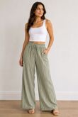 Elasticated Waist Striped Drawstring Trouser