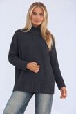 Grey Crew Neck Knitted Fisherman Cardigan