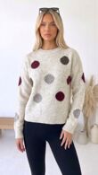 Polka Dot Long Sleeve Knitted Jumper