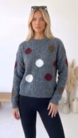 Polka Dot Long Sleeve Knitted Jumper