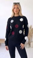 Polka Dot Long Sleeve Knitted Jumper