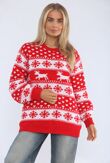 Red Reindeer & Snowflake Fair Isle Christmas Sweater
