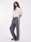 Slate Grey Contrast Zip-Up Top & Wide-Leg Side-Stripe Trouser Co-Ord Set
