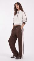 Chocolate Contrast Zip-Up Top & Wide-Leg Side-Stripe Trouser Co-Ord Set