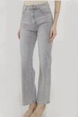 Grey High Waist Straight Leg Denim Jeans