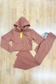 Chocolate Cropped Zipped Hoodie With Bell Bottom Trouser