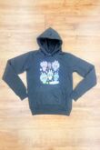Black Oversized Printed Pullover Fleece Hoodie
