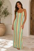 Sleeveless Spaghetti Strap Zig Zag Print Maxi Dress
