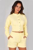 Butter Yellow Snap Buttons Corset Fit Sweatshirt With Short Co-Ord Set
