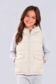 Beige Girls Zip Through Printed Gilet
