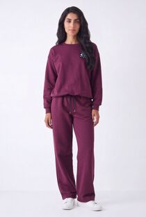 Eye Patch Sweatshirt & Drawstring Wide-Leg Pants Co-Ord Set