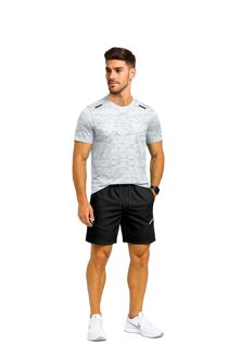 White With Black Quick Dry Athletic T-Shirt With Running Short