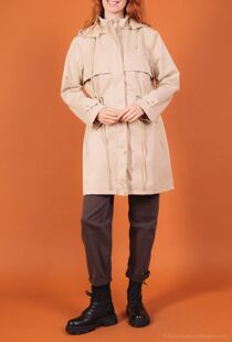Beige Hooded Lightweight Waterproof Parka
