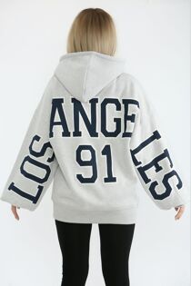 Bleach Grey Oversized Drop Shoulder Los Angeles 91 Hoodie