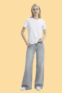 Grey High Waist Wide Leg Jeans