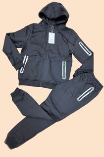 Black Waterproof Zipped Inside Fleece Hooded Jacket With Jogger