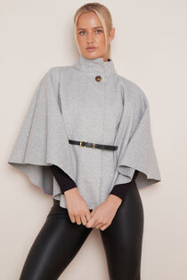 Belted Cape Coat Grey