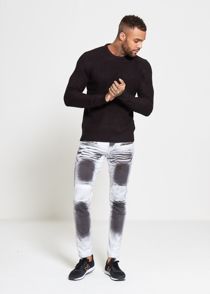 Black Waffle Knitted Jumper